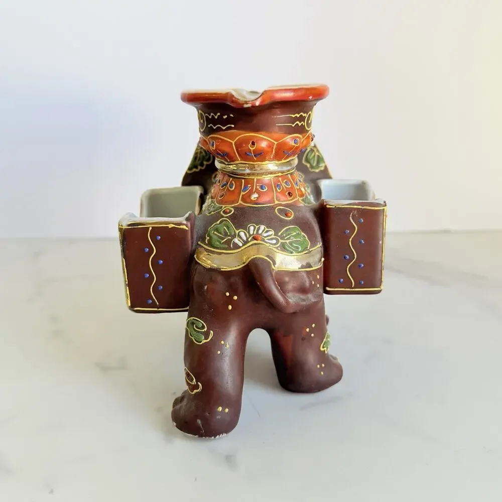 Vintage Japan Elephant Decor Hand Painted Moriage Hollywood Regency Chinoiserie